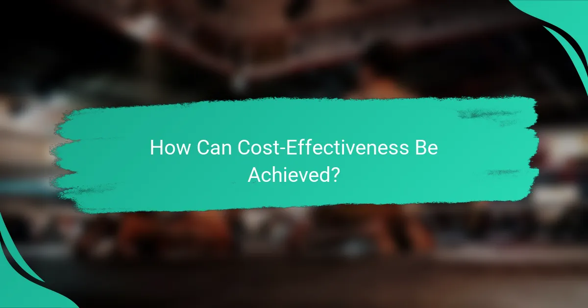 How Can Cost-Effectiveness Be Achieved?